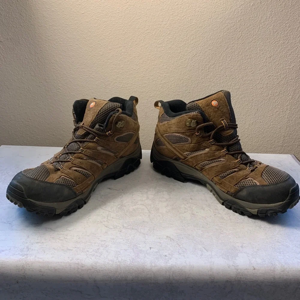 Merrell‎ Moab 2 Mid Hiking Boots Mens 14 Brown Suede Vibram J06057M Earth EUC